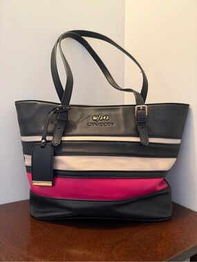 With 212 W212 Y2K Pink Black Colourblock Tote Bag
